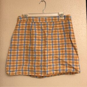 Orange/Blue Plaid Mini Skirt